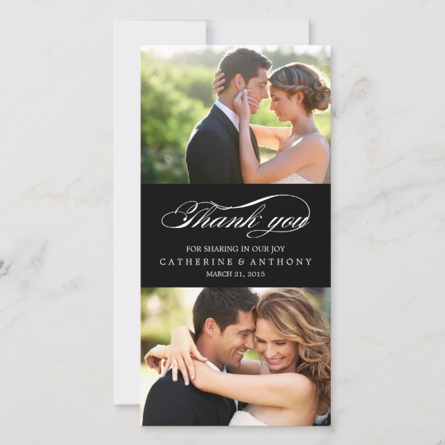 Einfach Elegant Wedding Vielen Dank - Black Dankeskarte (Vorderseite)