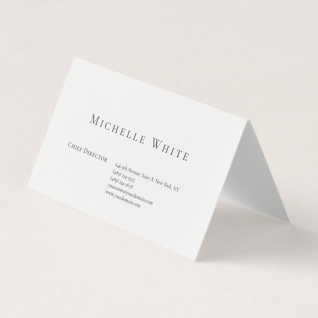 Einfach Elegant Weiß Professionell Modern Visitenkarten (Vorderseite)