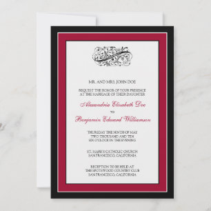 Einfach elegante 12x18 Black/Cranberry Wedding Ein Einladung