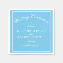 Einfach elegante aqua-blaue und weiße Schrift Hoch Serviette