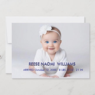 Einfach elegante Baby-Foto-Geburtsanzeige für Mädc Ankündigung