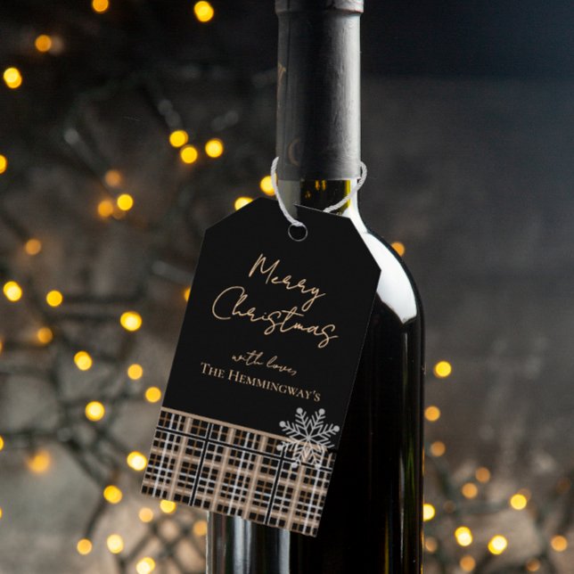 Einfach elegante Black & Tan Karierte Geschenkmark Geschenkanhänger (Von Creator hochgeladen)