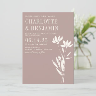Einfach Elegante Botanische Verstaubte Mauve Elfen Einladung