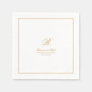 Einfach elegante Classic Gold Monogram Wedding Serviette