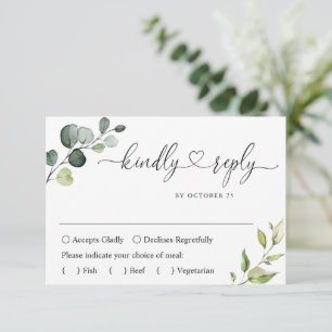 Einfach elegante Eukalyptus-Hochzeits-RSVP-Karte RSVP Karte