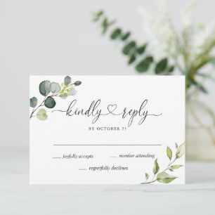Einfach elegante Eukalyptus-Hochzeits-RSVP-Karte RSVP Karte