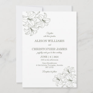 Einfach Elegante Flora Conrners Hochzeit Salbei Einladung