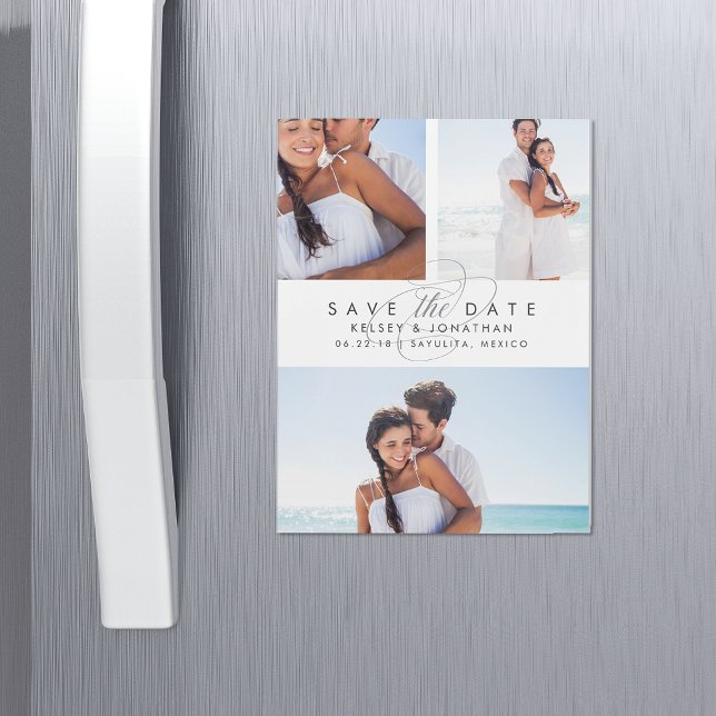 Einfach elegante Fotocollage Save the Date Magneteinladung (Von Creator hochgeladen)