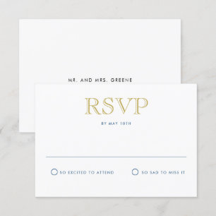 Einfach elegante Gold traditionelle Postkarte RSVP