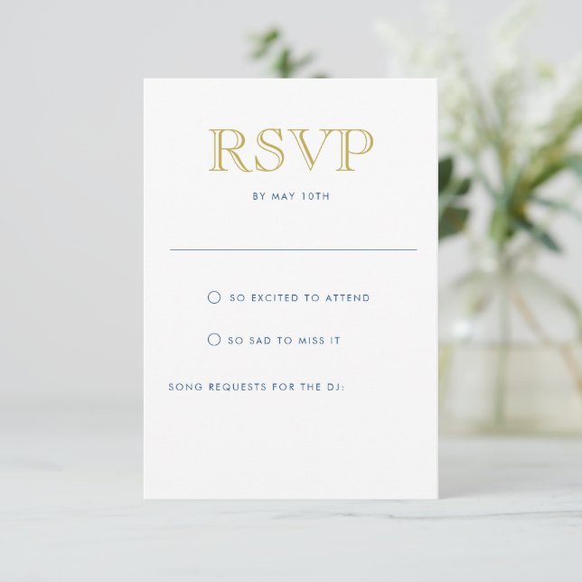 Einfach elegante Gold Vertical Postcard RSVP Card Einladung (Stehend Vorderseite)