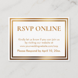 Einfach elegante goldene und weiße Online-RSVP Begleitkarte