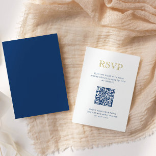 Einfach elegante goldene vertikale QR-Code-RSVP-Ka Einladung