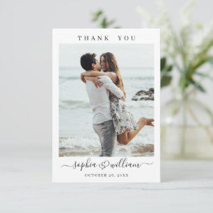 Einfach elegante Hochzeit Herzen Einfaches Foto Dankeskarte