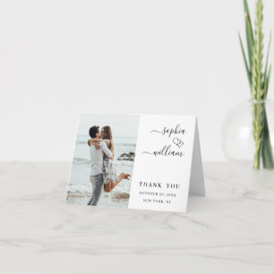 Einfach elegante Hochzeit Herzen Simple 2 Foto Dankeskarte