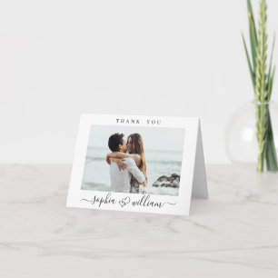 Einfach elegante Hochzeit Herzen Simple 2 Foto Dankeskarte