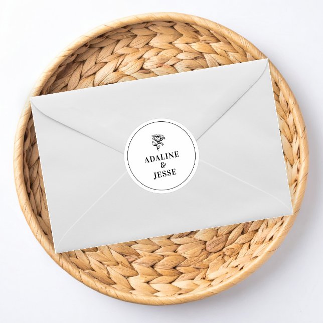 Einfach elegante Hochzeit Runder Aufkleber (Von Creator hochgeladen)