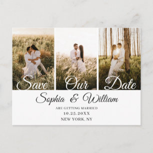 Einfach elegante Hochzeit - 'Save the Date' mit 3 Postkarte