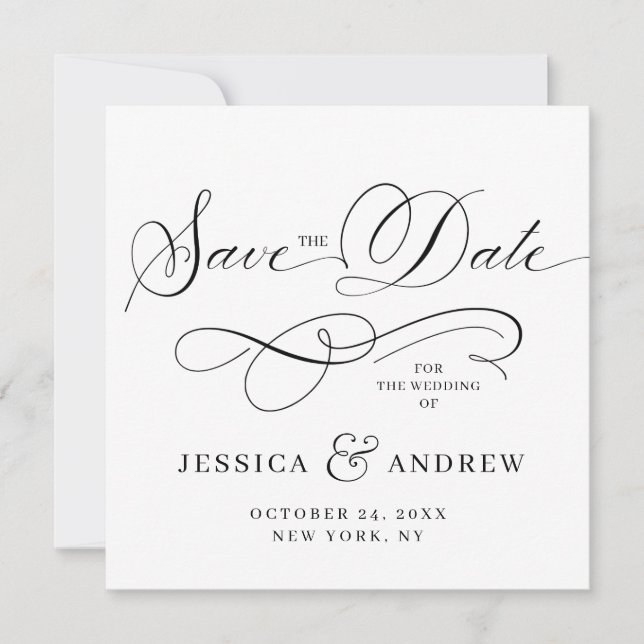 Einfach elegante Hochzeiten speichern Save The Date (Vorderseite)