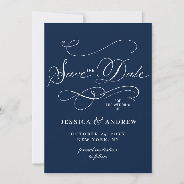 Einfach elegante Hochzeiten speichern Save The Date (Vorderseite)