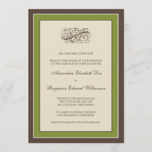 Einfach elegante Hochzeitseinladung (Olivenöl) Einladung