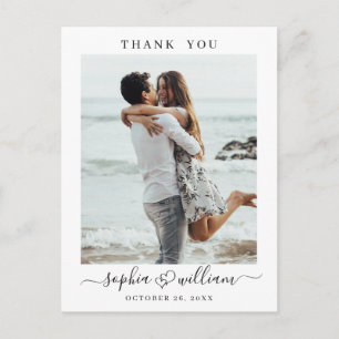 Einfach elegante Hochzeitsherzen Foto Danke Postkarte