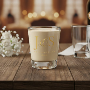 Einfach elegante Hochzeitsinitialen Gold ID1022 Schnapsglas