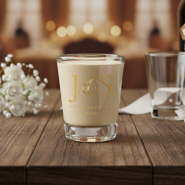Einfach elegante Hochzeitsinitials Gold ID1022 Schnapsglas (Von Creator hochgeladen)