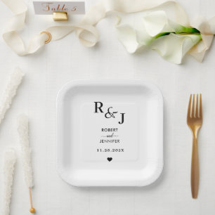 Einfach elegante Hochzeitstypografie Pappteller