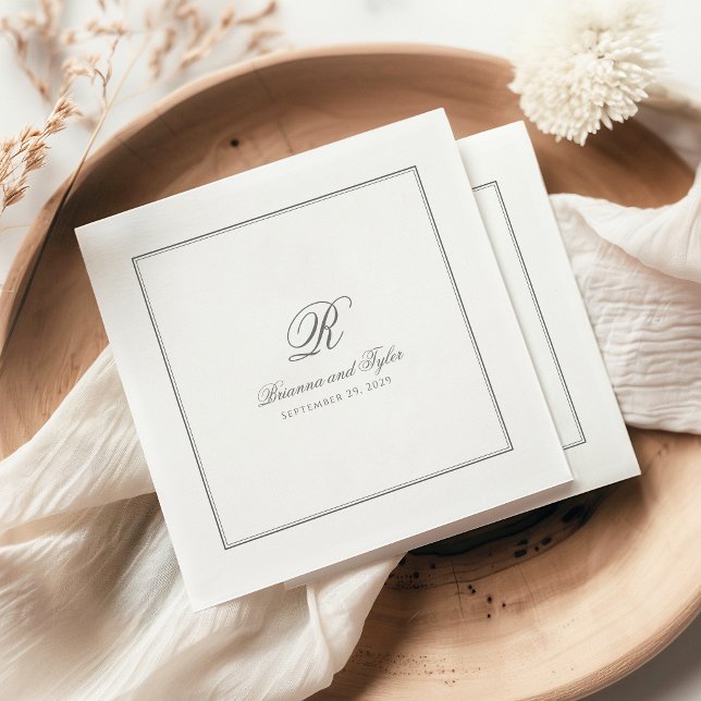 Einfach elegante klassische Hochzeitsmonogramm-Ser Serviette (Von Creator hochgeladen)