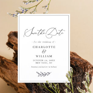 Einfach elegante Minimalistische Hochzeit Sichern Postkarte
