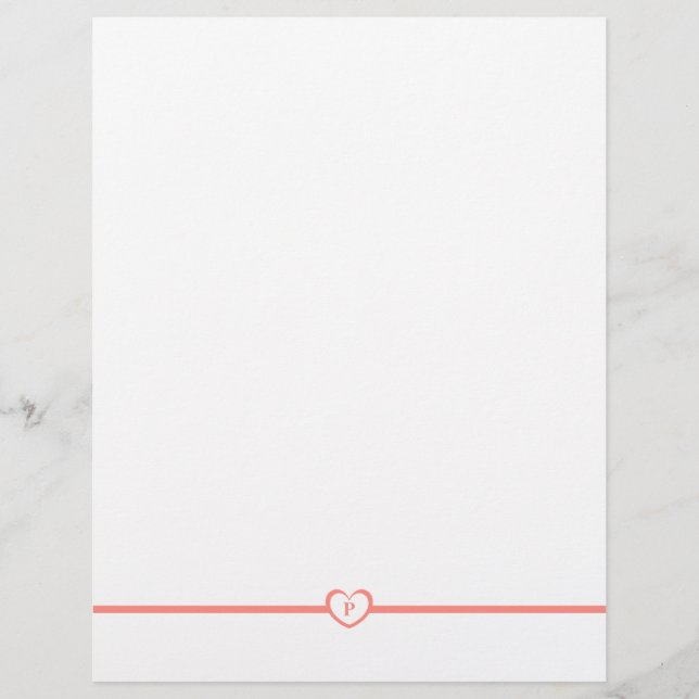 Einfach elegante Mit Monogramm Stationery - Peach (Vorderseite)