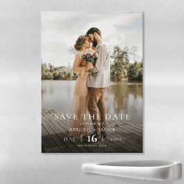 Einfach elegante moderne Foto-Hochzeit Save-the-Da Magneteinladung