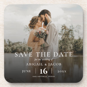 Einfach elegante moderne Foto-Hochzeit - Save the  Getränkeuntersetzer