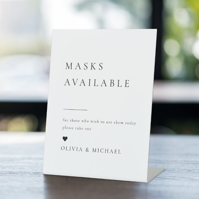 Einfach elegante moderne Hochzeitsmasken vorhanden Sockelschild (Simply Elegant Modern Wedding Masks Available Pedestal Sign)