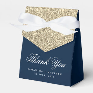 Einfach elegante Navy Blau Gold Glitter Danke Geschenkschachtel