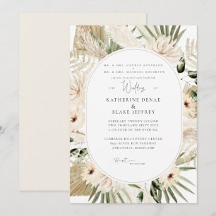 Einfach elegante Pampas-Hochzeit Beide Eltern Einladung