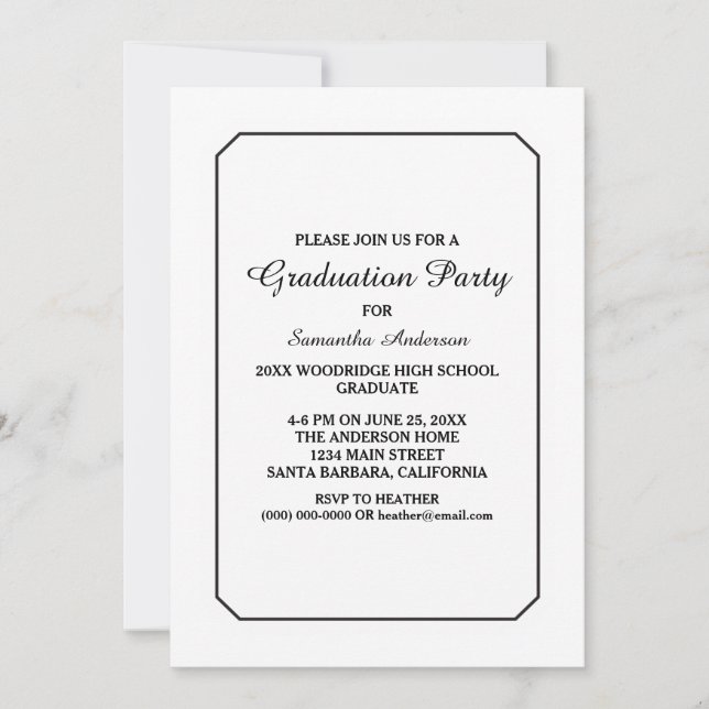 Einfach elegante Party für die Weiße Schule einlad Einladung (Vorderseite)