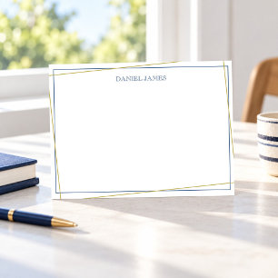Einfach elegante personalisierte Navy- und Gold-Fl Mitteilungskarte