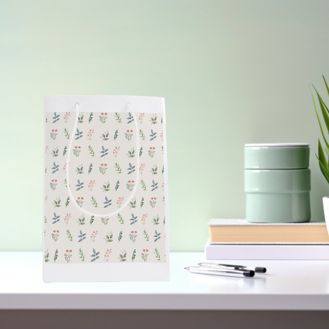 Einfach elegante Pflanze/botanisches Motiv Mittlere Geschenktüte (Von Creator hochgeladen)