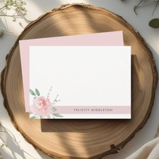Einfach elegante rosafarbene Floral Mitteilungskarte