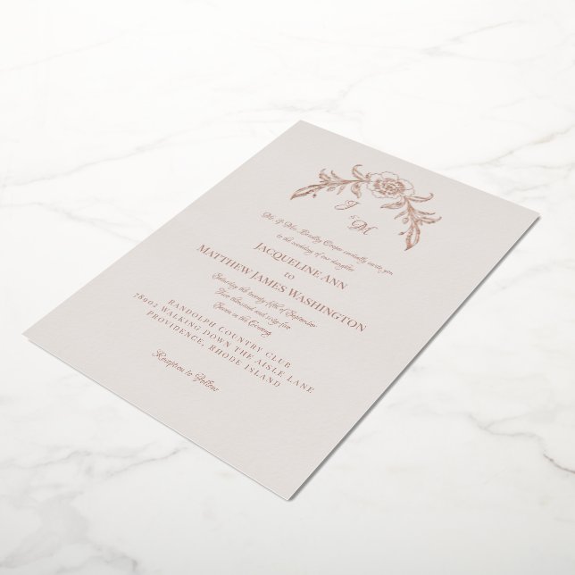 Einfach elegante Rose Gold Vintag Folieneinladung (Gedreht)