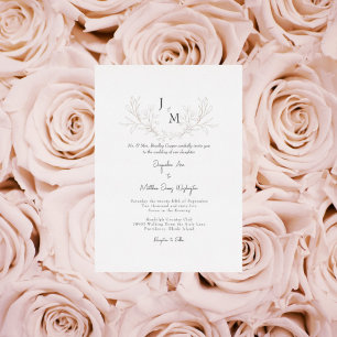 Einfach Elegante Roségold-Blatt-Hochzeit Folieneinladung