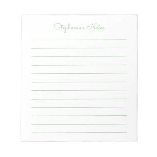 Einfach elegante Sage Green Lined Personalisiert Notizblock