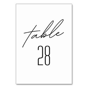 Einfach elegante Schwarz-Weiß-HochzeitsTischnummer Tischnummer
