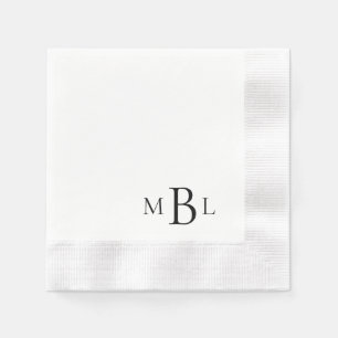 Einfach elegante schwarze Monogramm-Münz-Cocktail  Serviette