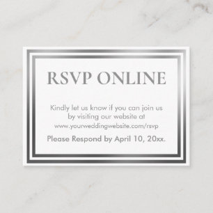 Einfach elegante silber-weiße Online-RSVP Begleitkarte