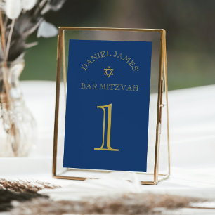 Einfach elegante Star Bar Mitzvah-Tischnummer Einladung