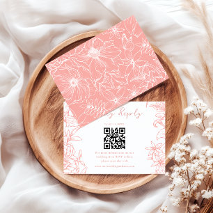 Einfach Elegante Staubige Rosa Florale QR-Code-Hoc RSVP Karte