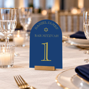 Einfach elegante Sternbogen Bar Mitzvah-Tischnumme Einladung