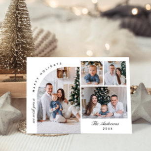 Einfach Elegante Stilvolle 5 FOTO Weihnachtsgrüße Feiertagskarte